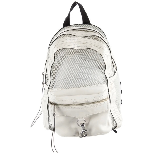 Rebecca Minkhoff Mesh White Leather Backpack - Picture 1 of 9